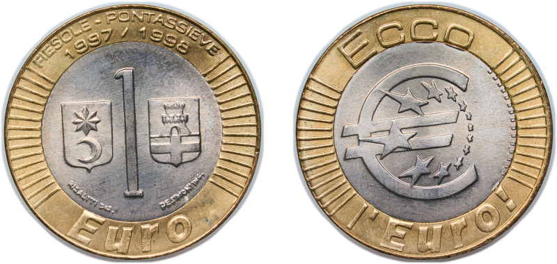 Italy Republic 1997 1 Euro (Ecco l'Euro Token; Fiesole/Pontassieve) Bimetallic 1...