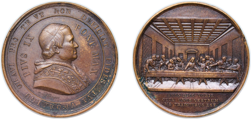 Italy Papal States Italian states 1848 Medal - Pius IX (Ultima Cena) Bronze 14.7...