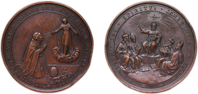 Italy Papal States Italian states 1869 Medal - Pius IX (Virgin & Virgin) Bronze ...