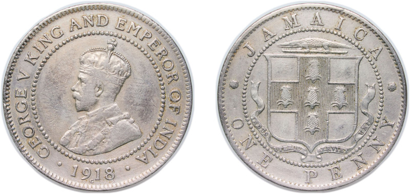 Jamaica British colony 1918 C 1 Penny - George V Copper-nickel Royal Canadian Mi...