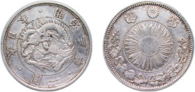 Japan Empire M3 (1870) 年三治明 1 Yen - Meiji Silver (.900) (3685049) 27g XF Y 5 JNDA 01-9
