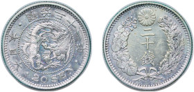 Japan Empire M31 (1898) 年一十三治明 20 Sen - Meiji Silver (.800) (17984212) 5.5g UNC Y 24 JNDA 01-21