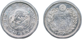 Japan Empire M38 (1905) 八十三治明 10 Sen - Meiji Silver (.800) (34182194) 2.7g AU Y 23 JNDA 01-24