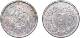 Japan Empire M38 (1905) 年八十三治明 1 Yen - Meiji (small type) Silver (.900) (5031503) 26.9g AU Y A25.3 JNDA 01-10A