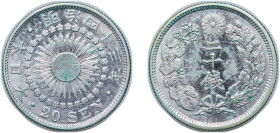 Japan Empire M43 (1910) 年三十四治明 20 Sen - Meiji Silver (.800) (21175298) 4g AU Y 30 JNDA 01-22