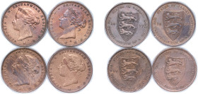 Jersey British dependency 1877-1888 1⁄24 Shilling - Victoria (4 Lots) Bronze XF KM 7