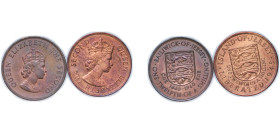 Jersey British dependency 1945-1960 1⁄12 Shilling - Elizabeth II (2 Lots) Bronze AU