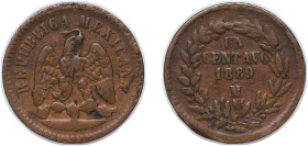 Mexico Federal Republic 1889 Mo 1 Centavo Copper Mexico City Mint (19970000) 8g VF KM 391
