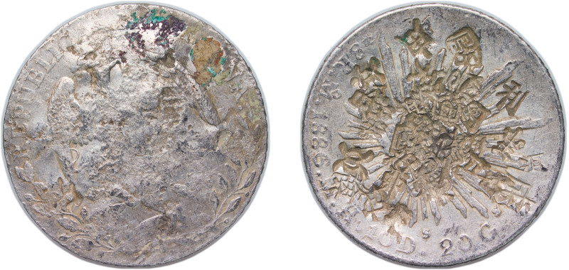 Mexico Federal Republic 1886 Mo MH 8 Reales "利,文,昌,成,中" Silver (.903) Mexico Cit...