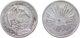 Mexico Federal Republic 1892 Mo AM 8 Reales Silver (.903) Mexico City Mint (9392000) 27g VF KM 377.10