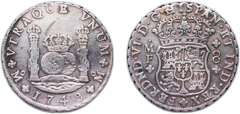 Mexico Spanish colony 1749 Mo MF 8 Reales - Fernando VI Silver (.917) Mexico Cit...