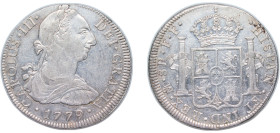 Mexico Spanish colony 1779 Mo FF 8 Reales - Carlos III Silver (.903) Mexico City Mint 27g XF KM 106