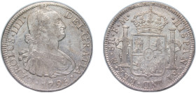 Mexico Spanish colony 1795 Mo FM 8 Reales - Carlos IV Silver (.903) Mexico City Mint 27g AU KM 109