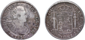 Mexico Spanish colony 1812 Mo JJ 8 Reales - Fernando VII Silver (.903) Mexico City Mint 26.4g VF Tooled KM 111