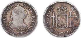 Mexico United Mexican States 1774 Mo FM 1 Real - Carlos III Silver (.903) Mexico City Mint 3.3g VF KM 78.2