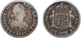 Mexico United Mexican States 1803 Mo FT 1 Real - Carlos IV Silver (.903) Mexico City Mint 3.2g VF KM 81