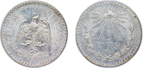 Mexico United Mexican States 1933 M 1 Peso Silver (.720) Mexico City Mint (43920000) 16.7g UNC KM 455