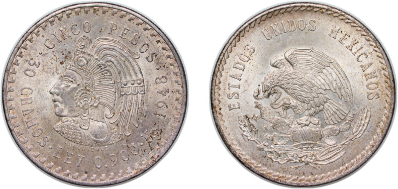 Mexico United Mexican States 1948 Mo 5 Pesos Silver (.900) Mexico City Mint (267...