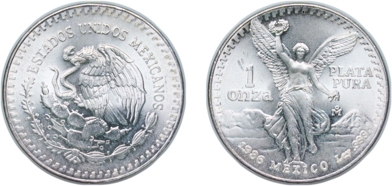 Mexico United Mexican States 1986 Mo 1 Onza "Libertad" Silver (.999) Mexico City...