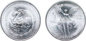 Mexico United Mexican States 1987 Mo 1 Onza "Libertad" Silver (.999) Mexico City Mint (500000) 31.2g BU KM 494