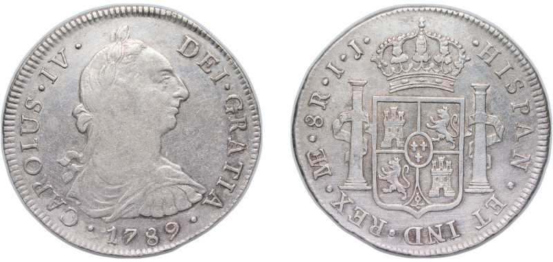 Peru Spanish colony 1789 LIMAE IJ 8 Reales - Carlos IV (Colonial Milled Coinage)...