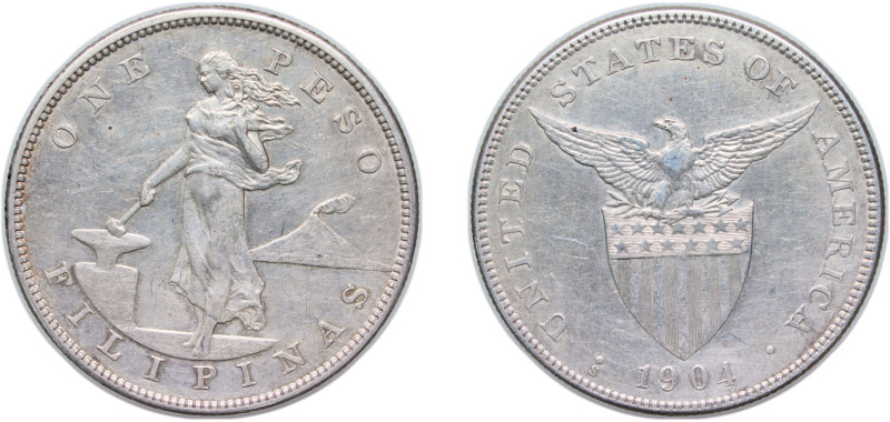 Philippines Insular Government 1904 S 1 Peso (Large type) Silver (.900) San Fran...