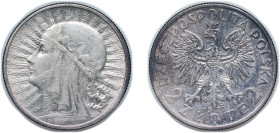 Poland Second Republic 1933 MW 2 Złote (Polonia) Silver (.750) Warsaw Mint (9250000) 4.4g AU Y 20 Schön 19