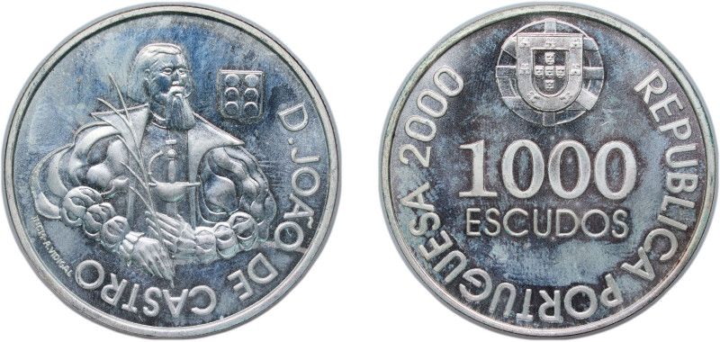 Portugal Third Republic 2000 INCM 1000 Escudos (D.João de Castro; Proof issue) S...