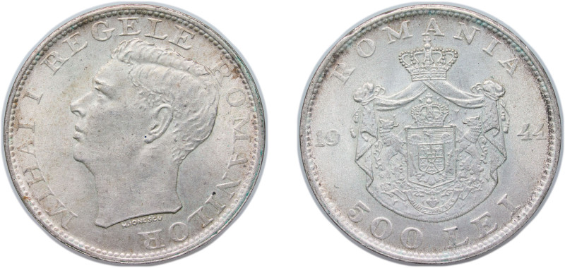 Romania Kingdom 1944 500 Lei - Mihai I Silver (.700) Bucharest Mint (9731000) 12...