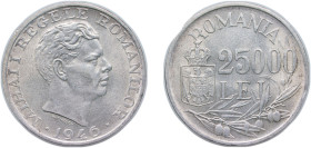 Romania Kingdom 1946 25 000 Lei - Mihai I Silver (.700) Bucharest Mint (2372600) 12.5g UNC KM 70 Schön 86