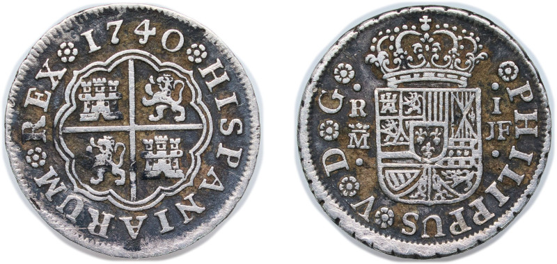 Spain Kingdom 1740 MJF 1 Real - Felipe V Silver (.833) Madrid Mint (974897) 2.8g...