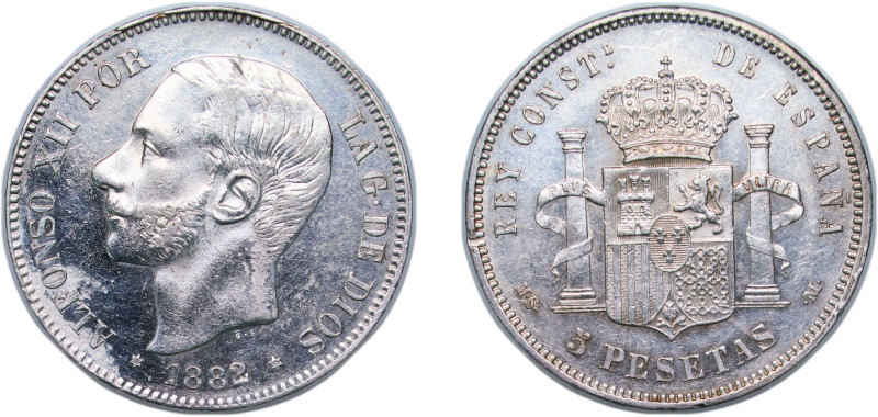 Spain Kingdom 1882/1 *18-81 MSM 5 Pesetas - Alfonso XII (3rd portrait) Silver (....