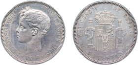 Spain Kingdom 1899 *18-99 SGV 5 Pesetas - Alfonso XIII (3rd portrait) Silver (.900) Madrid Mint (13930000) 25.3g UNC KM 707