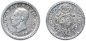 Spain Kingdom 1926 PCS 50 Centimos - Alfonso XIII (6th portrait) Silver (.835) Madrid Mint (4000000) 2.5g XF KM 741