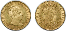 Spain Kingdom 1847 B PS 80 Reales - Isabel II (CONST) Original luster Gold (.875) Barcelona Mint 6.8g AU KM 578.1