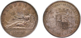 Spain Provisional Government 1870 *18-71 SNM 5 Pesetas Silver (.900) Madrid Mint 25.1g XF KM 655