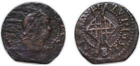 Spain Principality of Catalonia Spanish states 1651 Seiseno - Luis XIV Copper Barcelona Mint 3.3g VF KM 27 Dy royales 1614