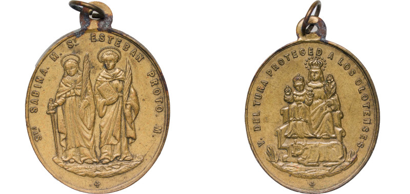 Spain Kingdom 19th Century Religious medal (Nuestra Señora & San Aabina and San ...