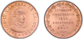 Spain Kingdom 1988 Medal - Juan Carlos I (EXPOSICIÓN CARLOS III Y LA CASA DE LA MONEDA) Bronze 27.7g UNC