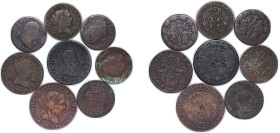 Spain Kingdom 19th Century Copper Coins (8 Lots) Copper VF