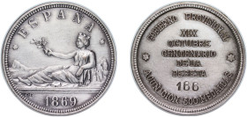 Spain Nationalist Government ND (1969) Medal - Centenario de la Peseta Acuñacion 500 Medallas ¨166¨ Nickel 22.4g UNC