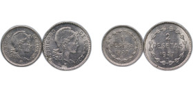 Spain Second Republic 1937 Peseta (Basque Country, Euzkadi, 2Lots) Nickel Brussels Mint AU