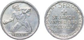 Switzerland Federal State 1944 B 5 Francs (Battle of Saint Jakob an der Birs) Silver (.835) Bern Mint (101680) 15g UNC HMZ 2 1223g Divo/Tob19 332 KM 4...