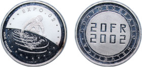 Switzerland Federal State 2002 B 20 Francs (Expo.02) Silver (.835) Bern Mint (10000) 20.1g BU HMZ 2 1221x KM 101