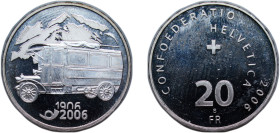 Switzerland Federal State 2006 B 20 Francs (PostBus) Silver (.835) Bern Mint (6000) 20.1g BU HMZ 2 1221ii KM 115