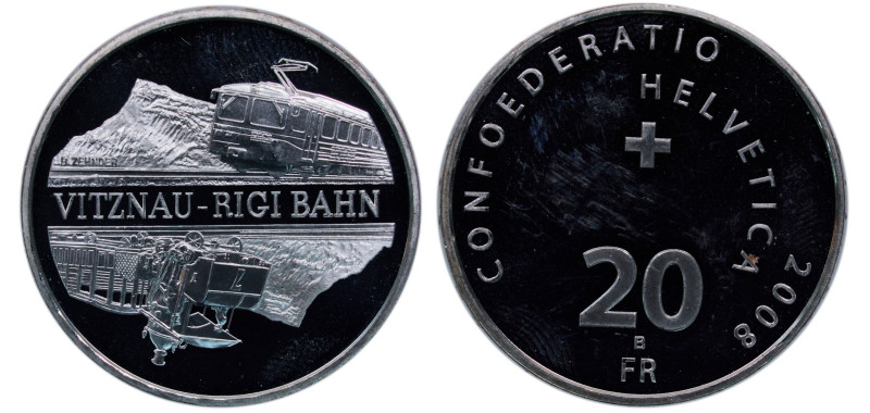 Switzerland Federal State 2008 B 20 Francs (Vitznau-Rigi Railway) Silver (.835) ...