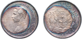 Thailand Kingdom of Siam RS 124 (1905) 1 Baht - Rama V (With date) Silver (6770000) 15g XF Y 34a