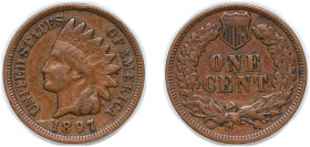 United States Federal republic 1897 1 Cent "Indian Head Cent" Bronze Philadelphia Mint (50464392) 3.2g VF KM 90a Schön 117a