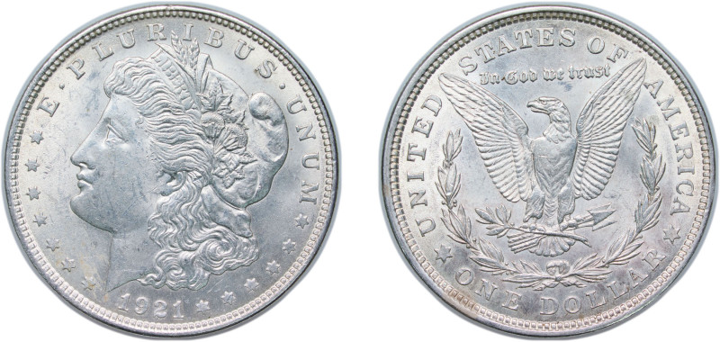 United States Federal republic 1921 1 Dollar "Morgan Dollar" Silver (.900) Phila...