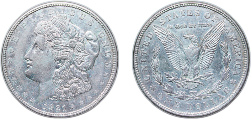 United States Federal republic 1921 D 1 Dollar "Morgan Dollar" Silver (.900) Den...